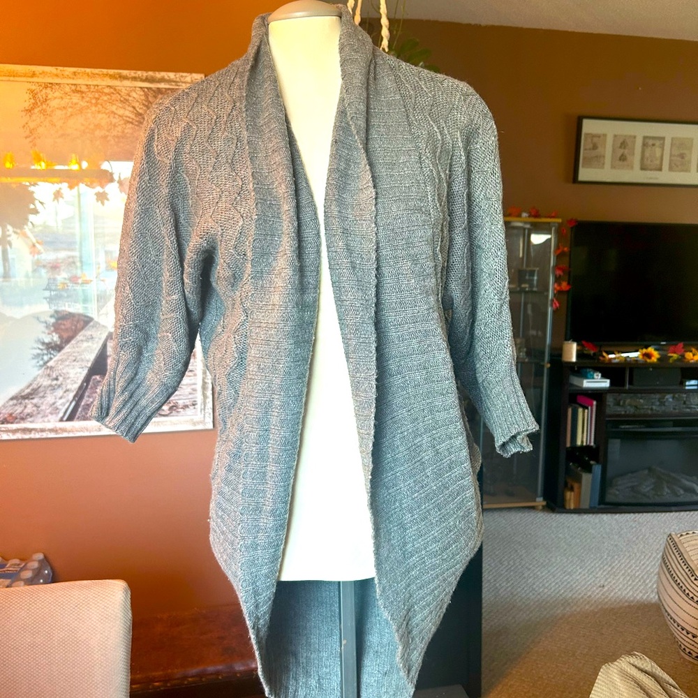 Grey cozy shawl sweater